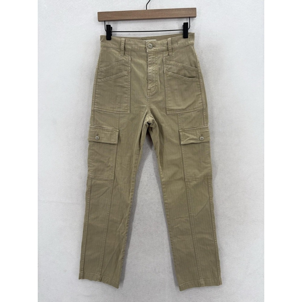 Madewell Garment Dyed 90s Straight Cargo Pants Womens 25 Beige Comfort Stretch